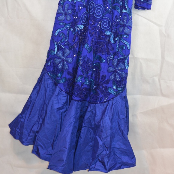 Ashley of London Vintage 100% silk /beaded/sequin Dress SZ L - Picture 12 of 14